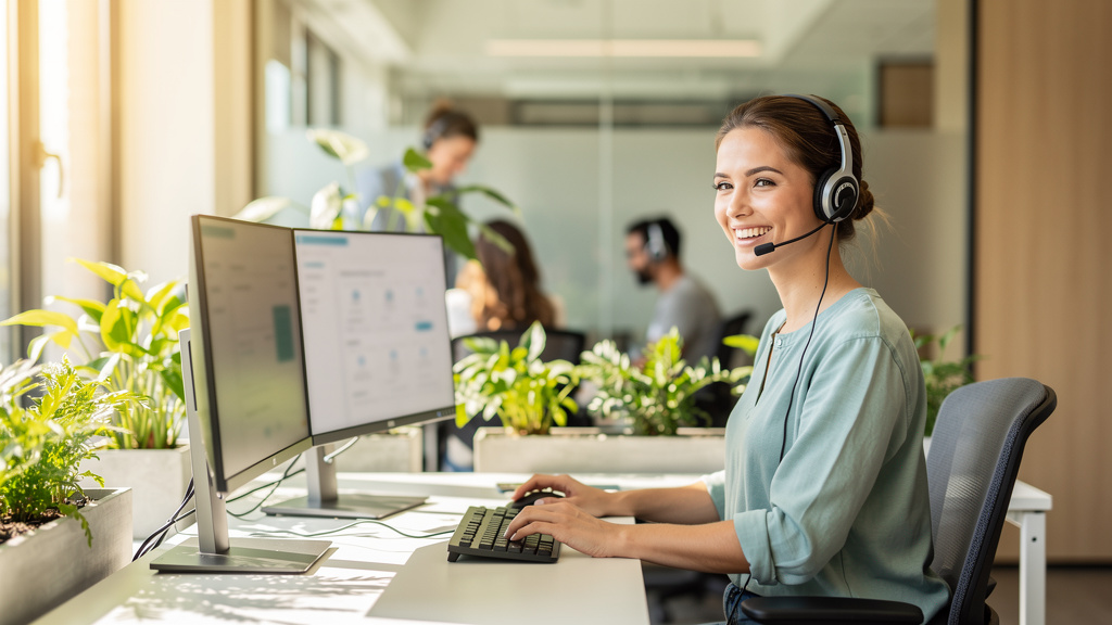 Customer service professional using modern support tools