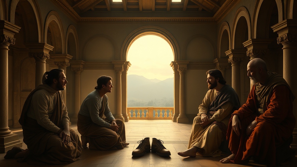 은유적 종교적 장면의 회화적 일러스트