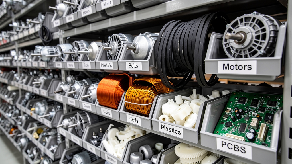Extensive appliance parts inventory stocked in local warehouse