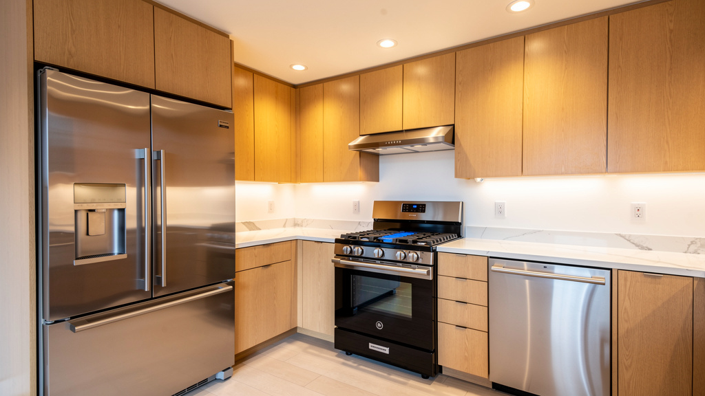 New kitchen appliances display in showroom