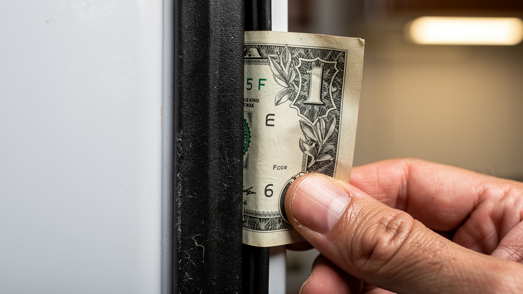 Dollar bill test on refrigerator door seal
