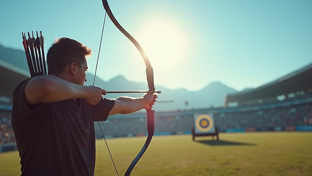 Detalle del arco y sistema de apuntado en Archery Pro VR