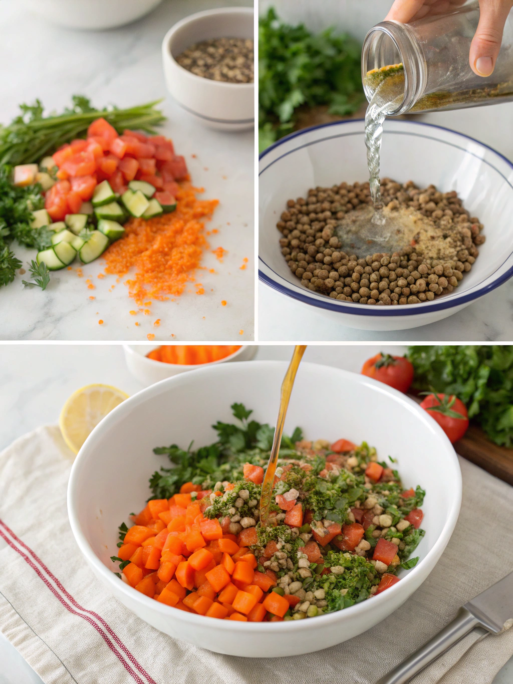 Preparing Middle Eastern Lentil & Carrot Salad