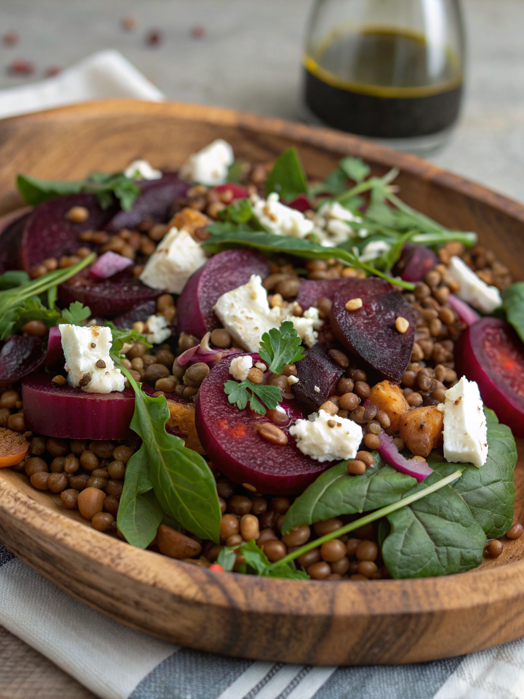 Warm Lentil Beetroot Salad with Citrus Vinaigrette
