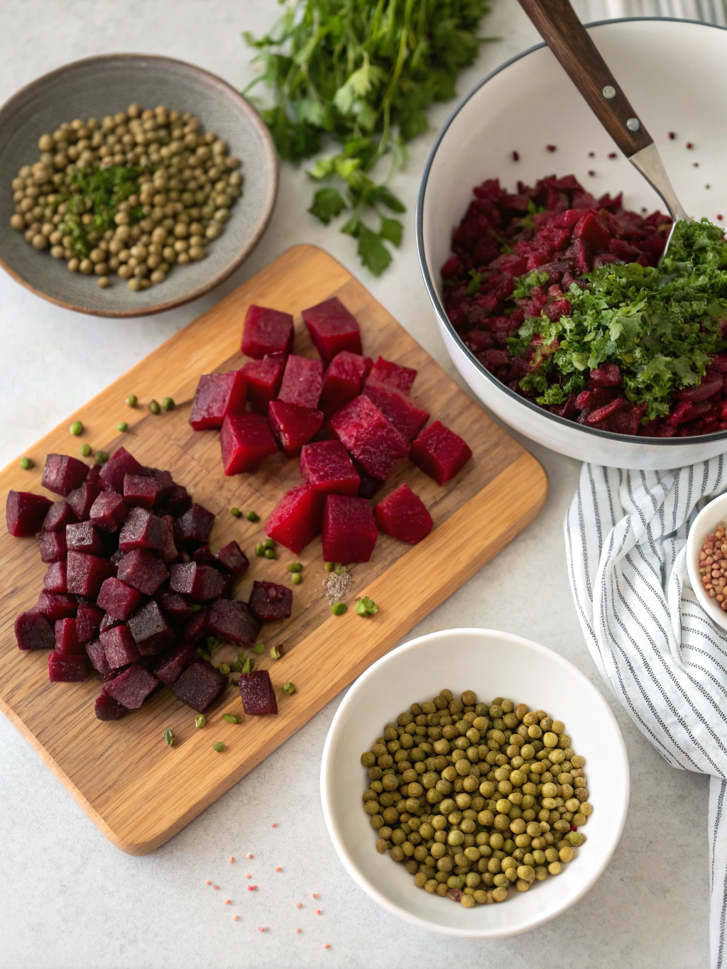 Steps to make Warm Lentil Beetroot Salad