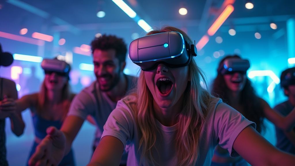 Equipo disfrutando de una sesión inmersiva de team building realidad virtual en Barcelona