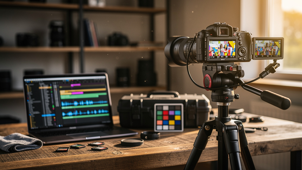 Professional video production and encoding workspace