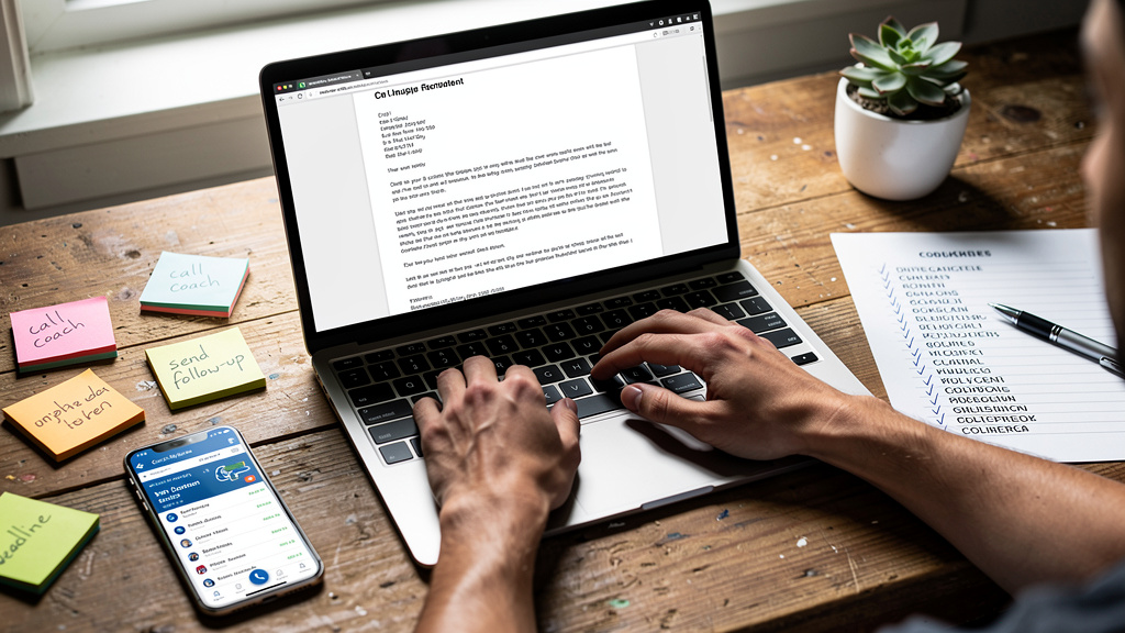 Student composing personalized email to college coach