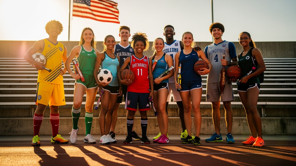 Diverse group of college athletes representing different sports