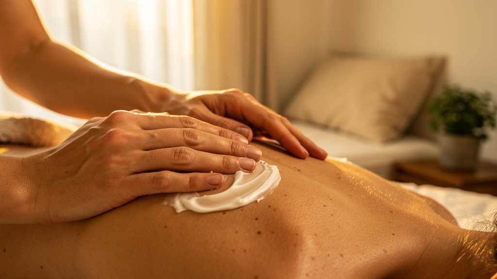 Shoulder massage with CBD cream wellness moment