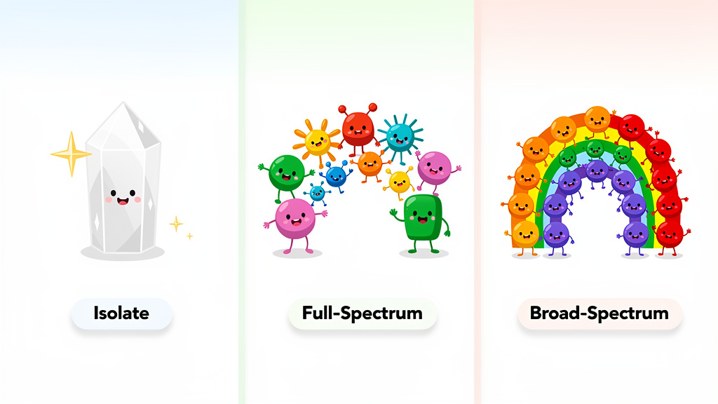 Cartoon comparison of CBD isolate versus other types