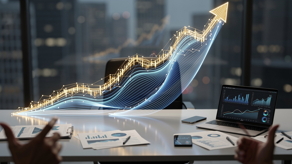 Business success metrics showing upward growth and optimization