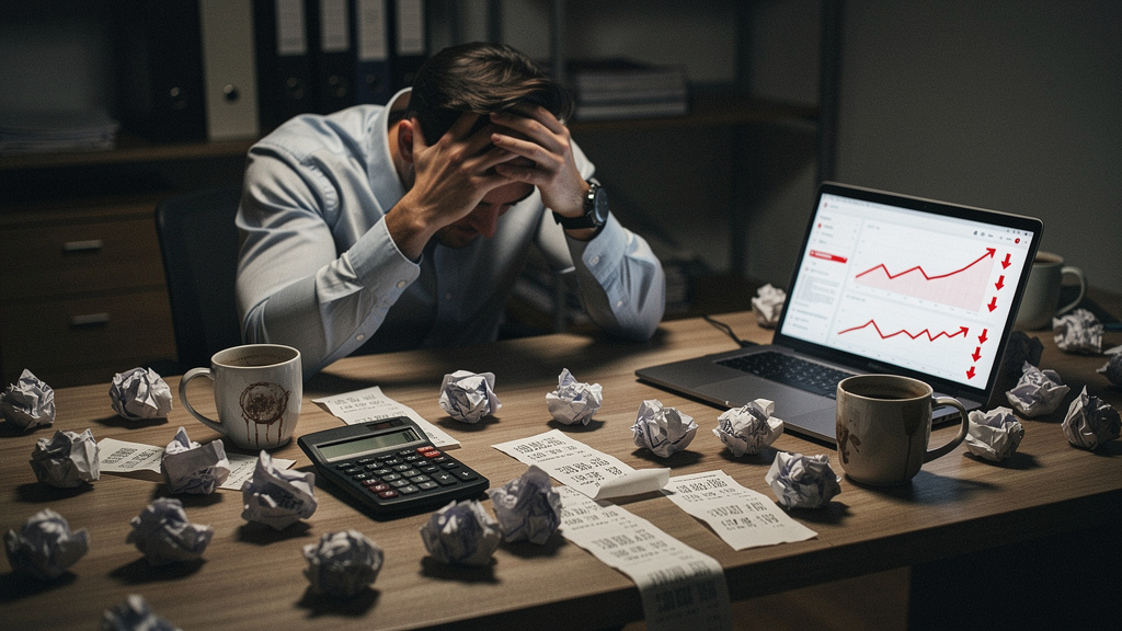 Frustrated business owner dealing with unpredictable marketing results