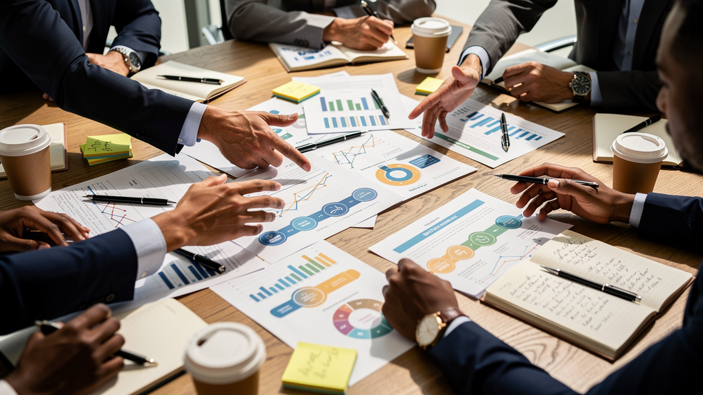 Multiple stakeholders reviewing B2B customer journey maps