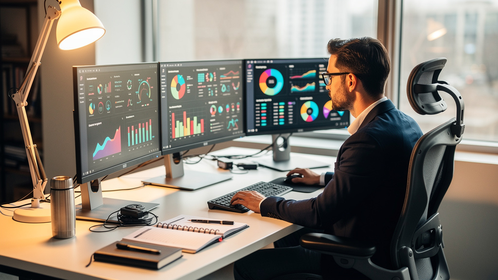 Marketing analyst reviewing customer segmentation data dashboards
