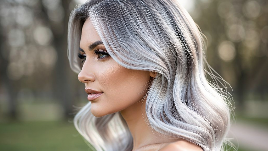 Sophisticated blended grey and silver hair color