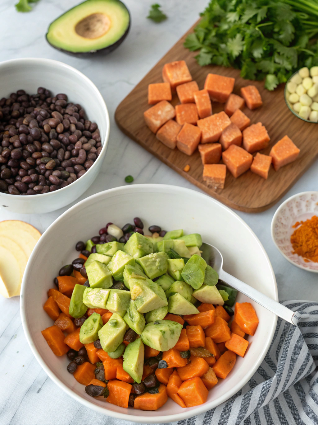Steps to make Sweet Potato Black Bean Avocado Salad