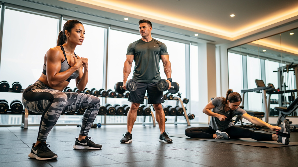 Athletes training in high-performance activewear at gym