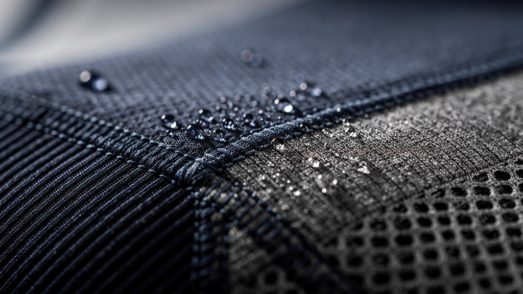 Advanced athletic fabric showing moisture-wicking technology