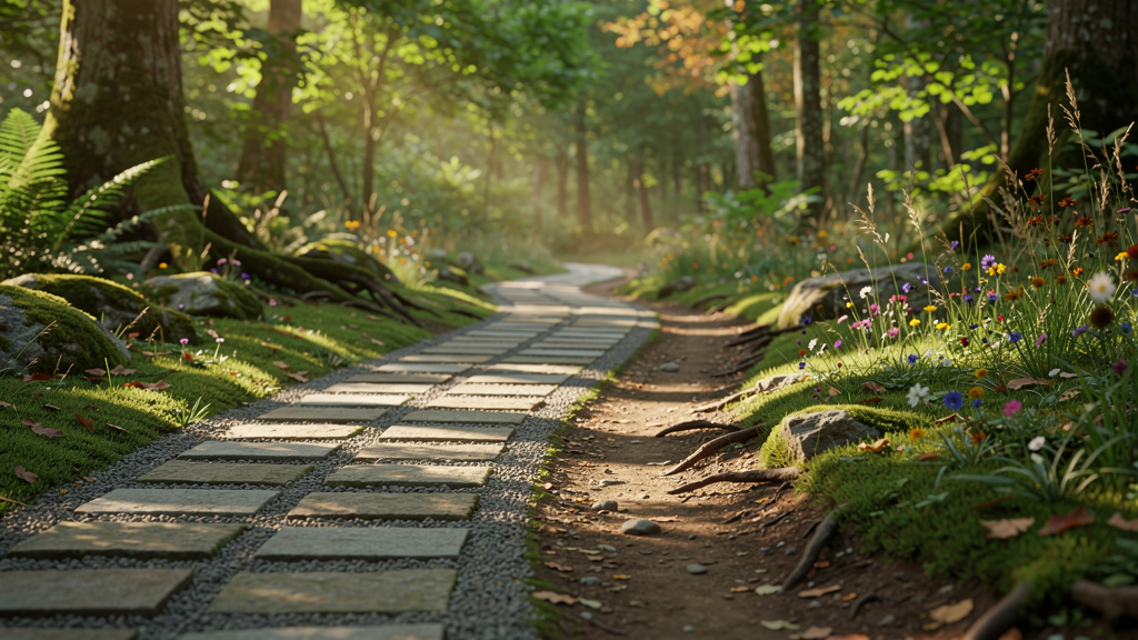 Two contrasting forest paths representing different approaches to goals