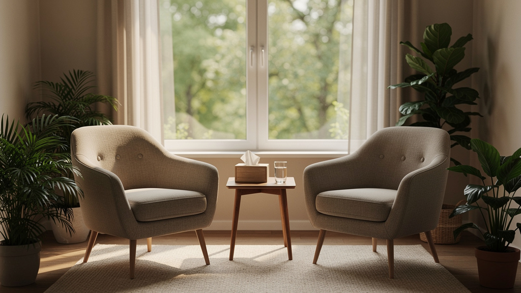 Welcoming therapy space designed for comfortable conversations