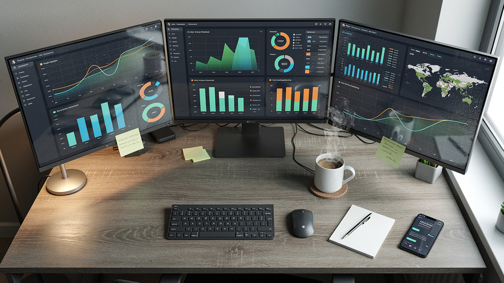 Business analytics workstation monitoring inventory performance metrics