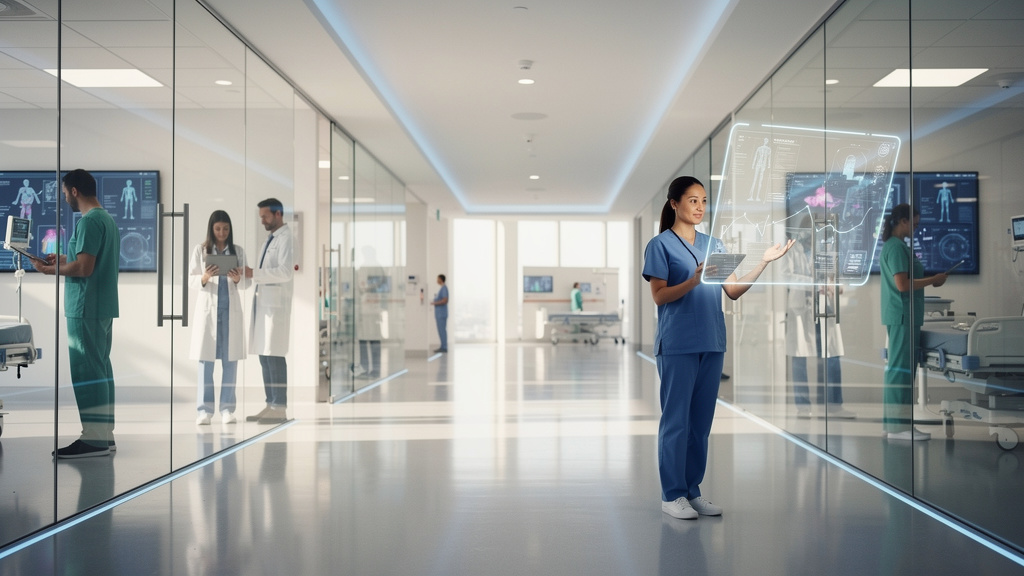 Healthcare professionals using AI technology for patient care