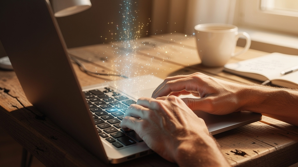 Professional using AI for creative writing tasks