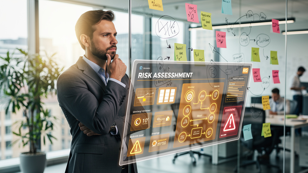 Professional analyzing AI risks and governance frameworks