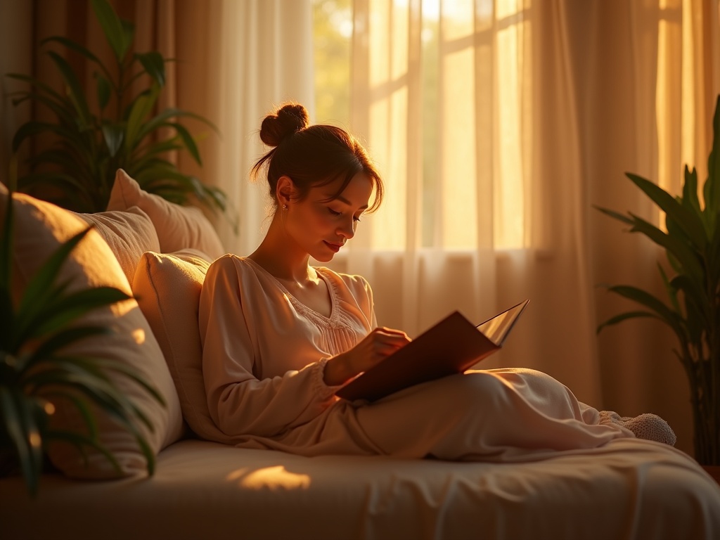 Una persona leyendo cómodamente con la Funda Amazon Kindle Paperwhite en un entorno tranquilo.