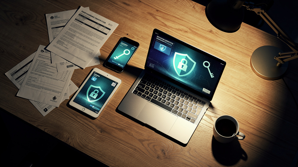 Multiple devices showing security authentication in office