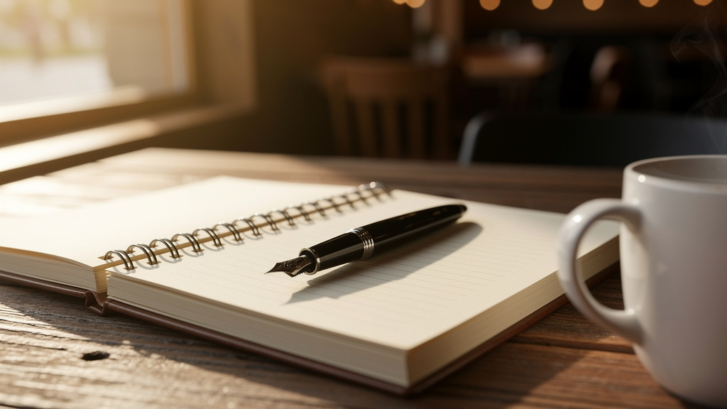 Notebook and pen representing passphrase creation process