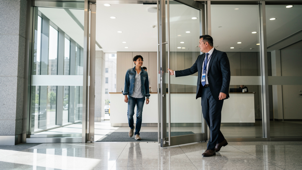 Unauthorized person following employee through secure office entrance