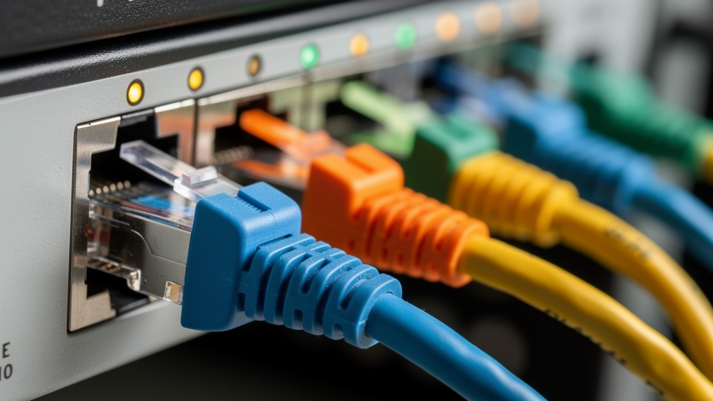 Network cables connected to switches