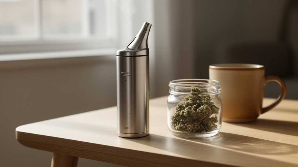 Dry herb vaporizer with CBD flower jar