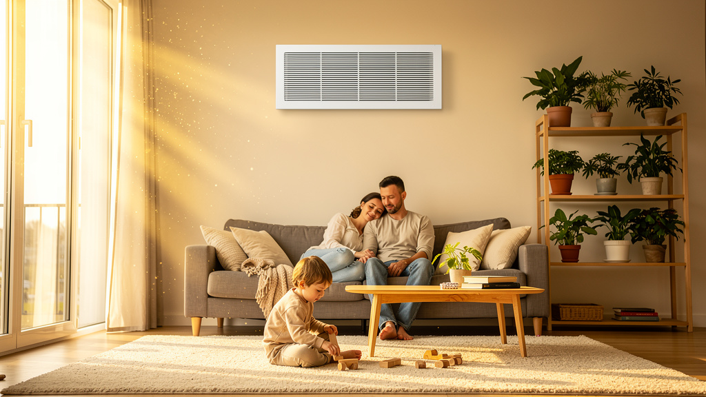 Family enjoying clean indoor air in comfortable home