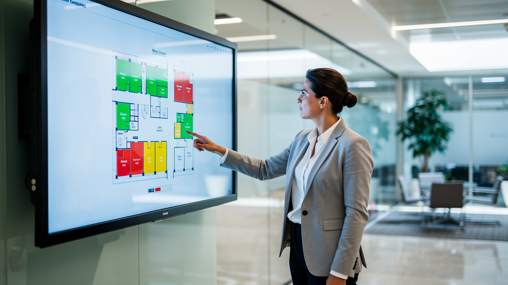 Professional using interactive workspace management technology