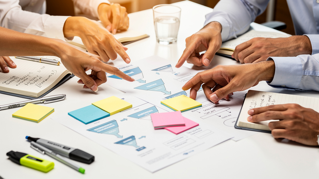 Business team collaborating on marketing strategy planning