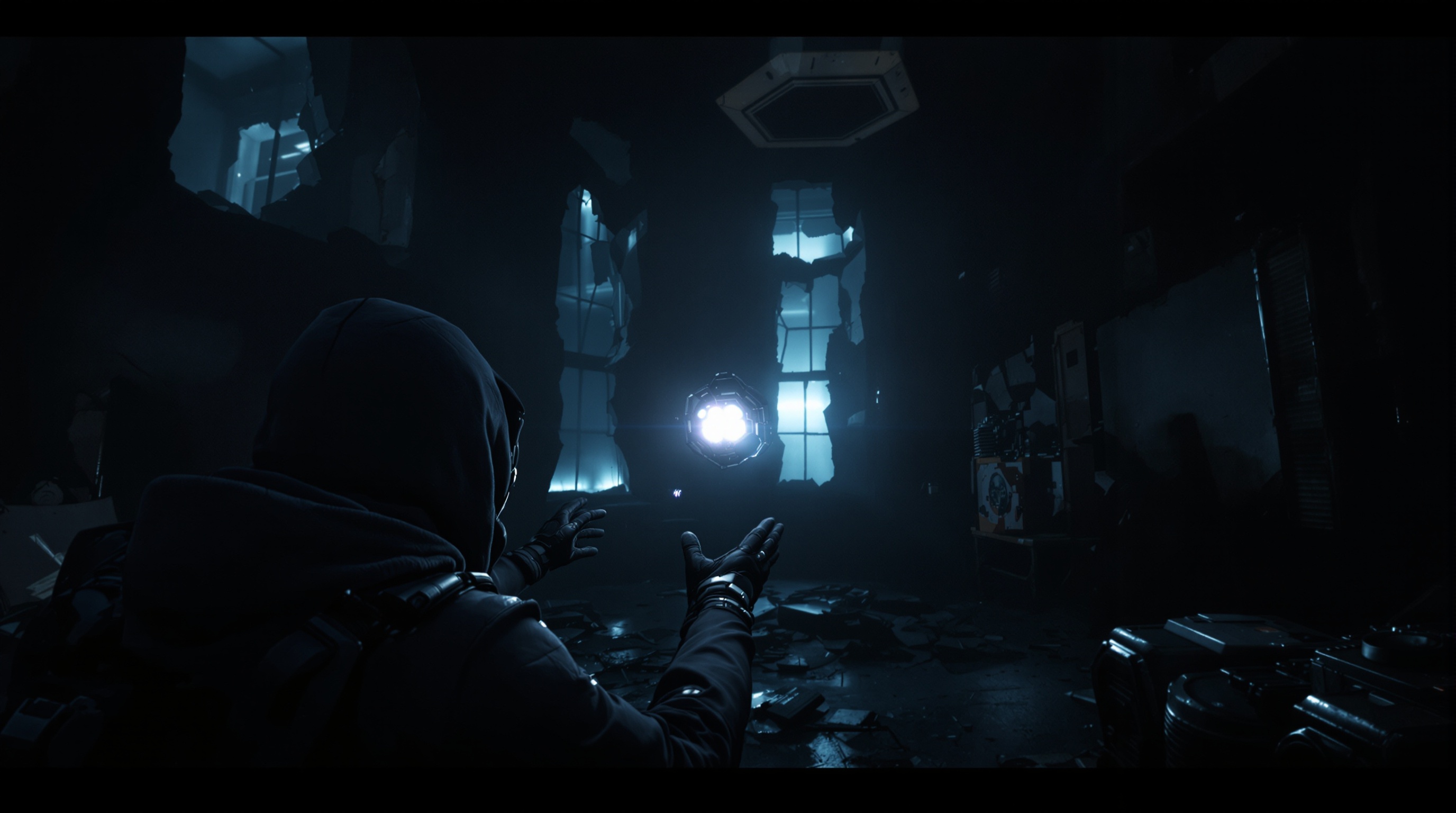 Alyx Vance usando los guantes gravitatorios en Half-Life: Alyx