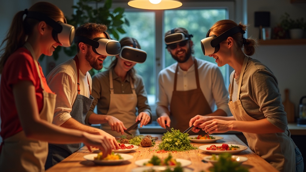 Personajes divertidos del juego de realidad virtual Cook Out