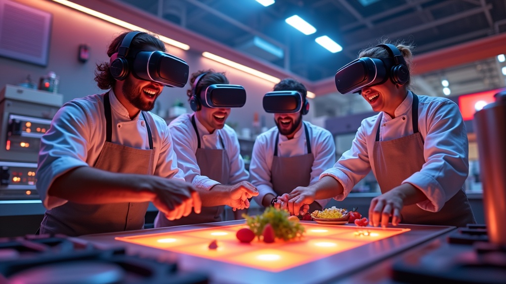Equipo jugando a Cook Out VR en Virtua Barcelona