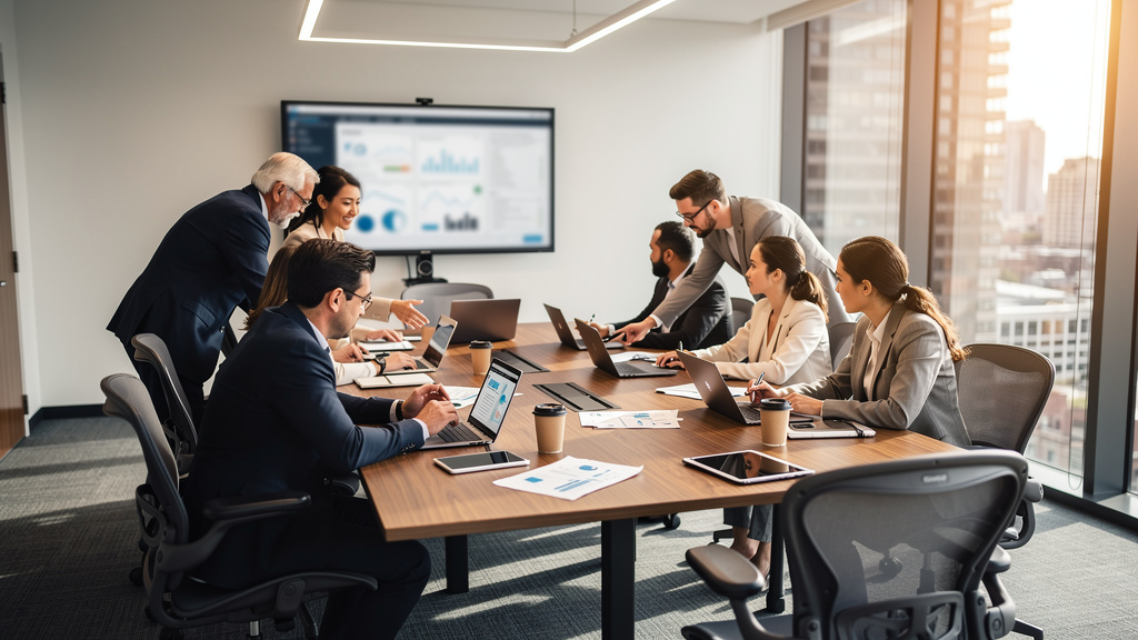 Business team planning cybersecurity training implementation strategy