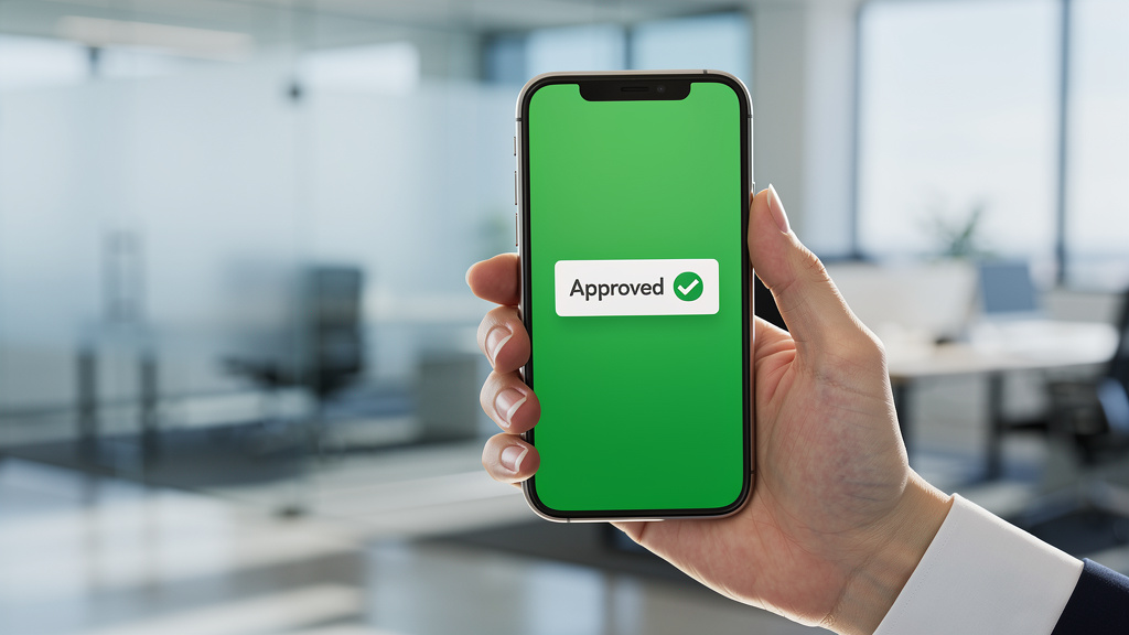 Push notification authentication approval on smartphone