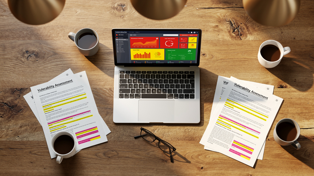 Security professionals analyzing vulnerability scanning reports collaboratively