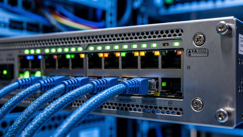 Network firewall hardware with illuminated status indicators