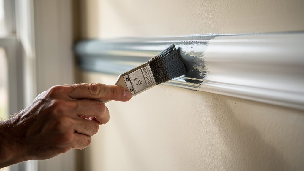 Precise brush cutting technique along crown moulding edge