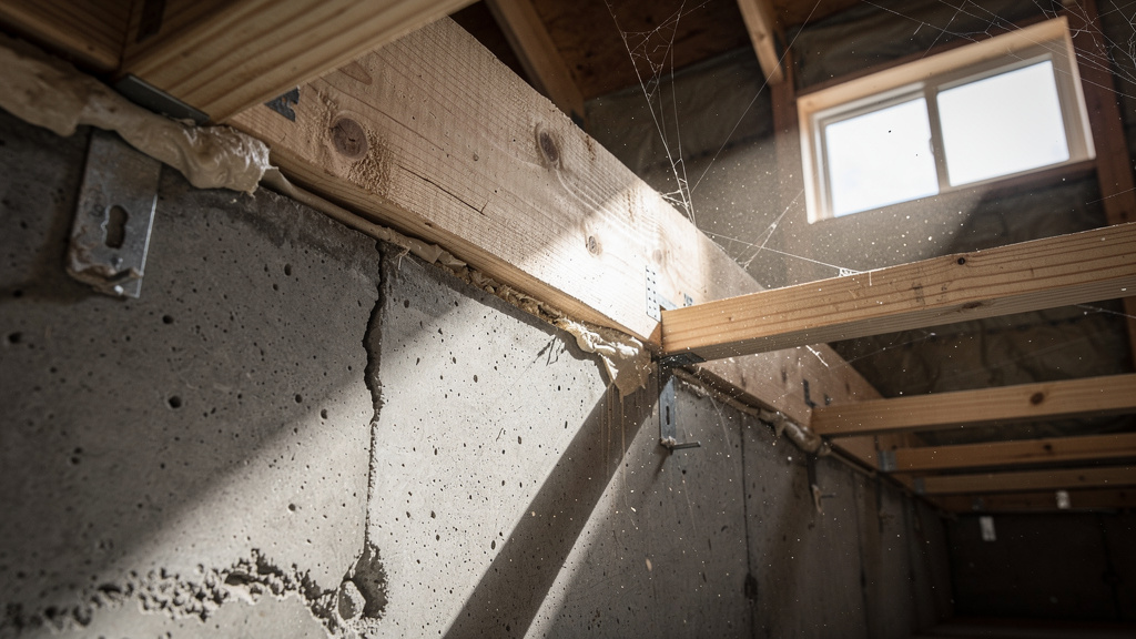 Exposed rim joist area in unfinished basement