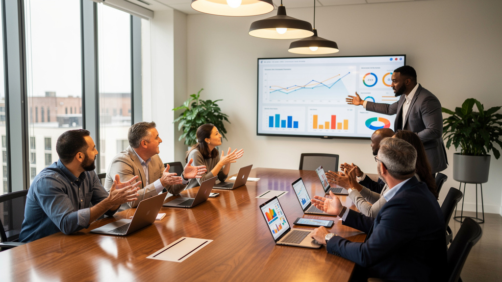 Team collaborating on digital transformation strategy session