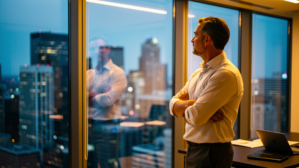 Leader in moment of reflection and self-awareness