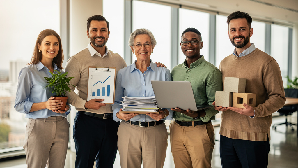 Five professionals representing foundational pillars of transformation success